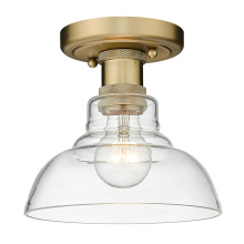 Golden Canada 0305-FM BCB-CLR - Yep by Golden Lighting Carver 1-light Flush Mount in Brushed Champagne Brass